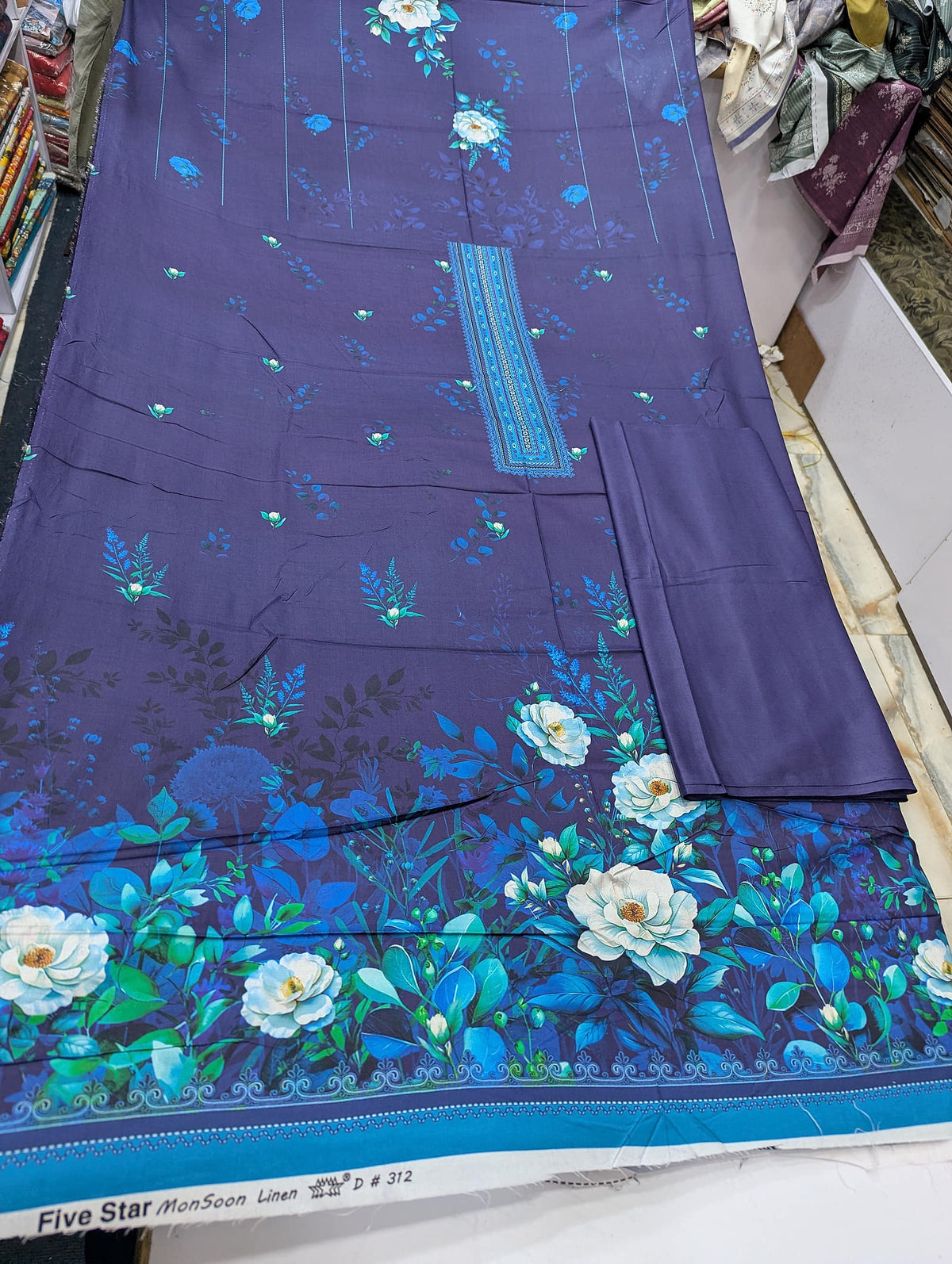 Five Star Printed Linen 2 Piece Suit – Premium Linen Shirt & Shalwar - 015 - View 2