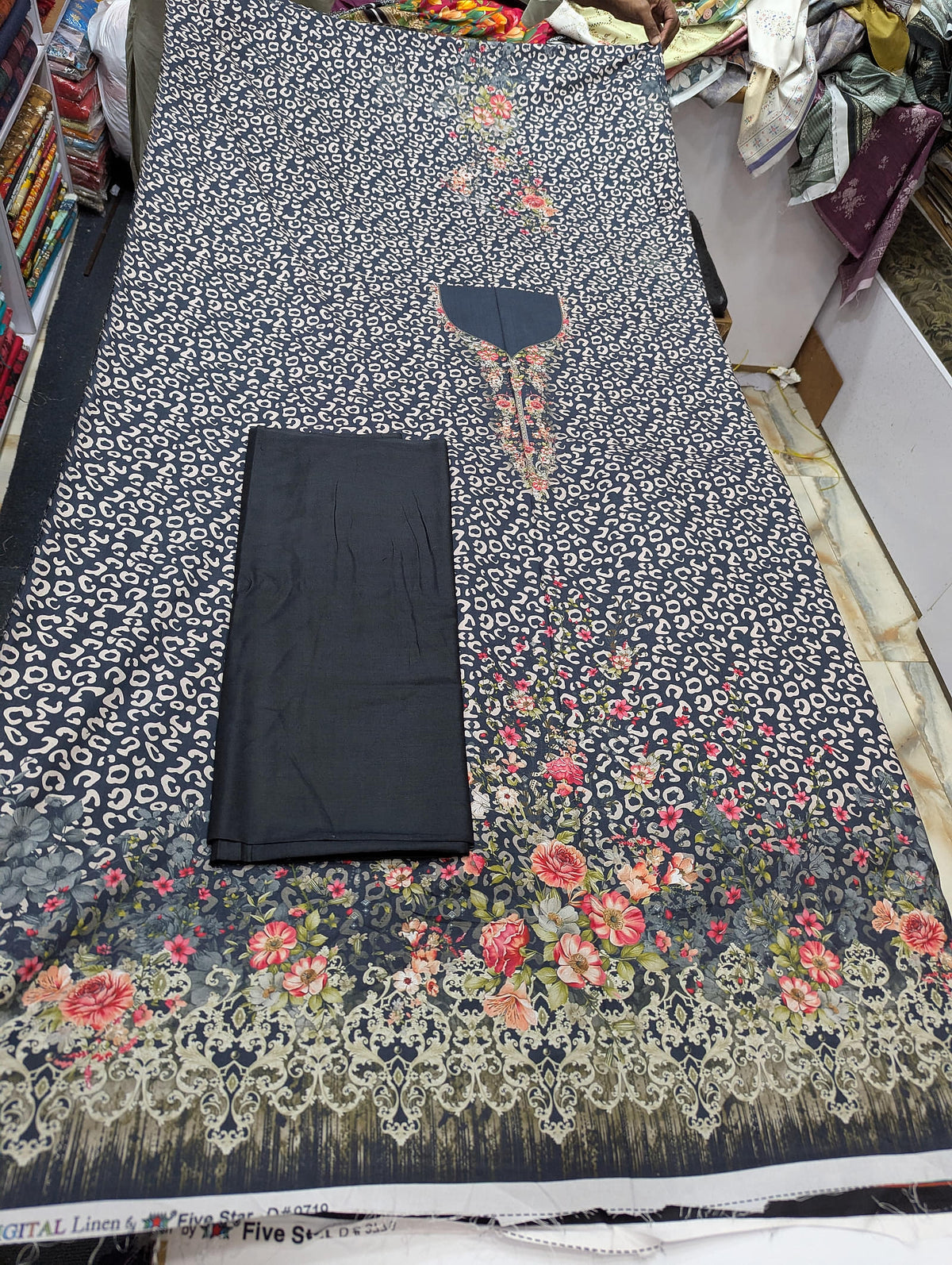 Five Star Printed Linen 2 Piece Suit – Premium Linen Shirt & Shalwar - 022 - View 2
