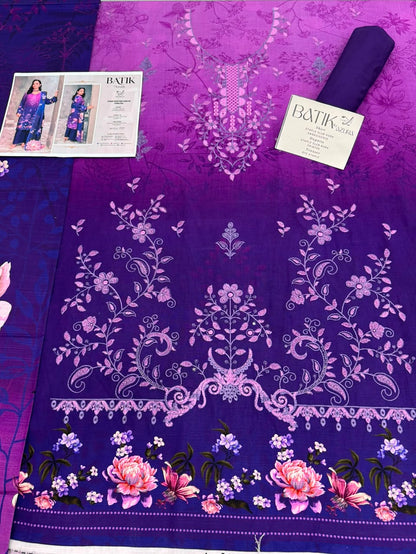 Premium Slub Linen Embroidered 3 Piece Suit with Chikankari Neckline & Daman - 003 - View 2