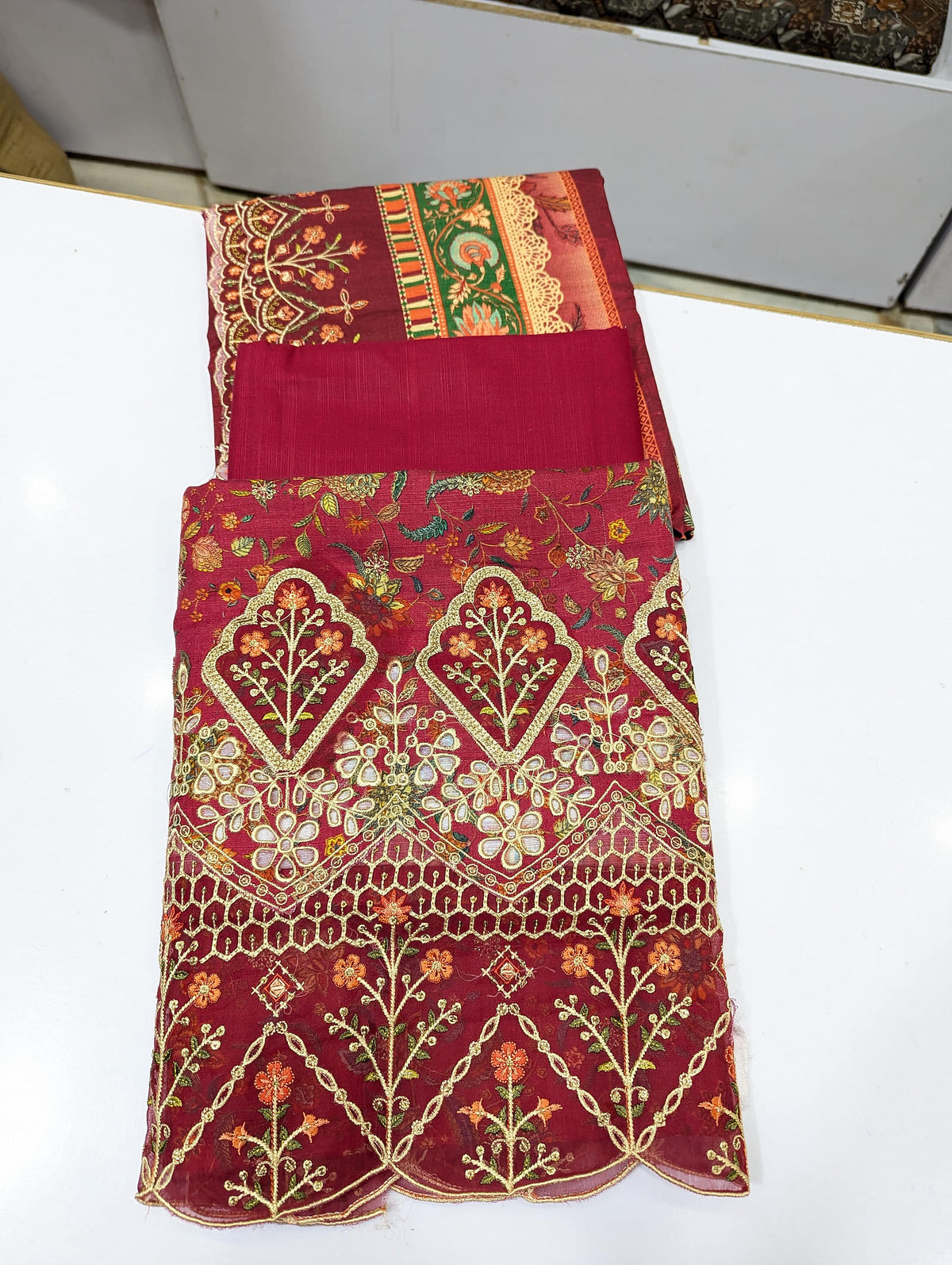 Bin Saeed Original Khaddar Printed + Embroidered 3-Piece Suit - 001 - View 1