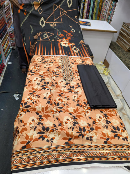 Bin Saeed Linen Printed 3 Piece Suit | Pakistani Winter Collection - 001 - View 2