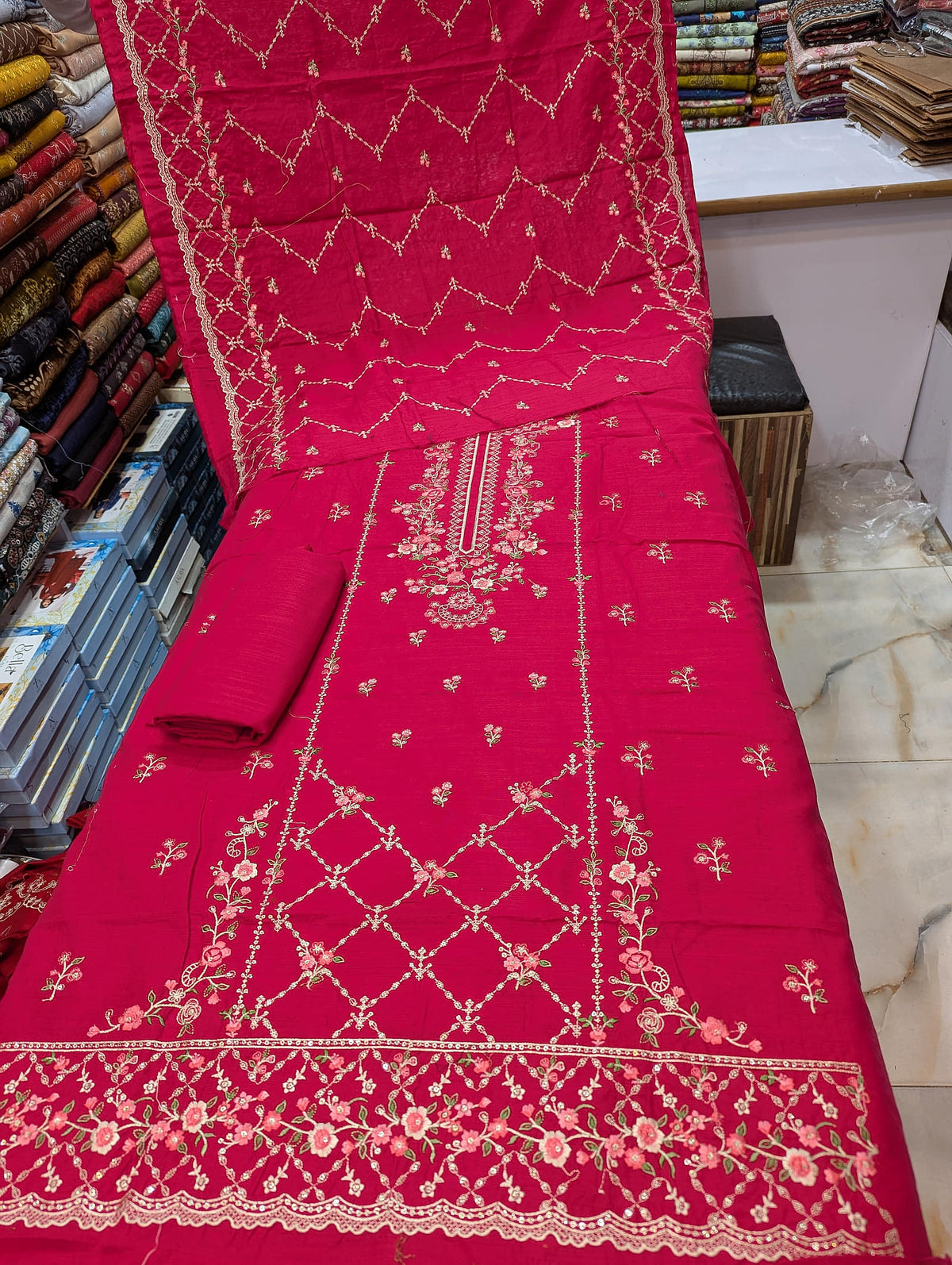 Bin Saeed Original Khaddar Printed + Embroidered 3-Piece Suit - 003 - View 1
