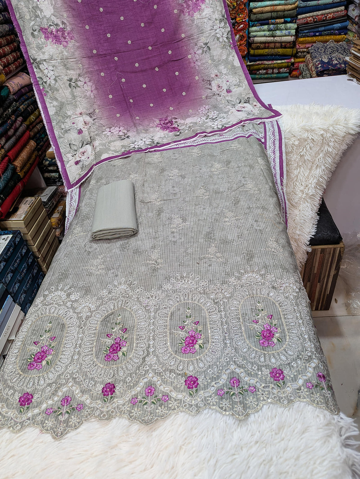 Bin Saeed Original Khaddar Printed + Embroidered 3-Piece Suit - 006 - View 1