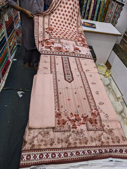 Bin Saeed Linen Printed 3 Piece Suit | Pakistani Winter Collection - 006 - View 2