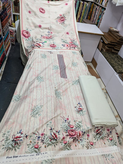 Bin Saeed Linen Printed 3 Piece Suit | Pakistani Winter Collection - 008 - View 2