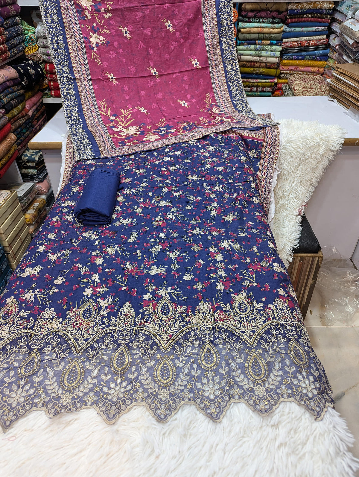 Bin Saeed Original Khaddar Printed + Embroidered 3-Piece Suit - 009 - View 1