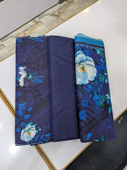 Bin Saeed Linen Printed 3 Piece Suit | Pakistani Winter Collection - 012 - View 2