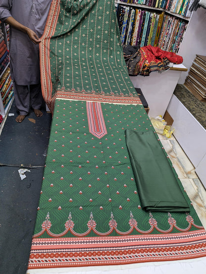 Bin Saeed Linen Printed 3 Piece Suit | Pakistani Winter Collection - 015 - View 2
