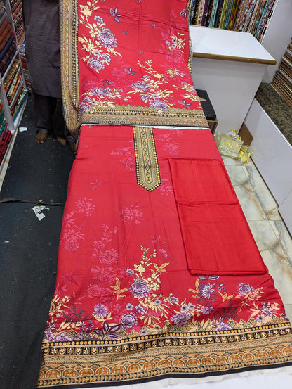 Bin Saeed Linen Printed 3 Piece Suit | Pakistani Winter Collection - 017 - View 2