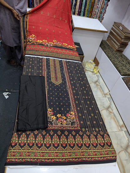 Bin Saeed Linen Printed 3 Piece Suit | Pakistani Winter Collection - 019 - View 2
