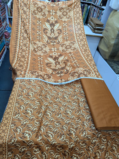 Printed Linen 3 Piece Suit | Elegant Winter Collection - 001 - View 1