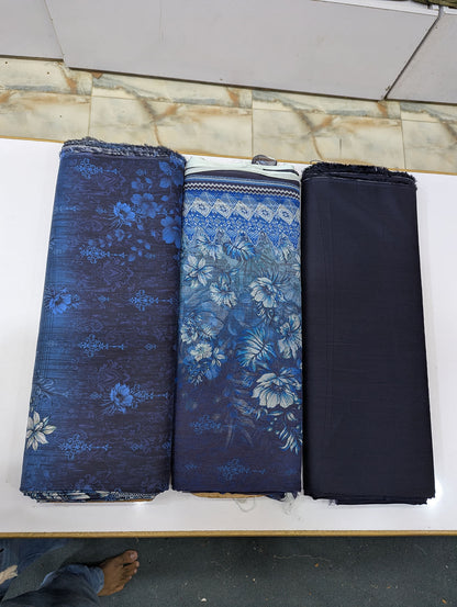 Premium Viscose 3 Piece Suit with Pure Bamber Chiffon Dupatta – Shirt & Trouser - 001 - View 3