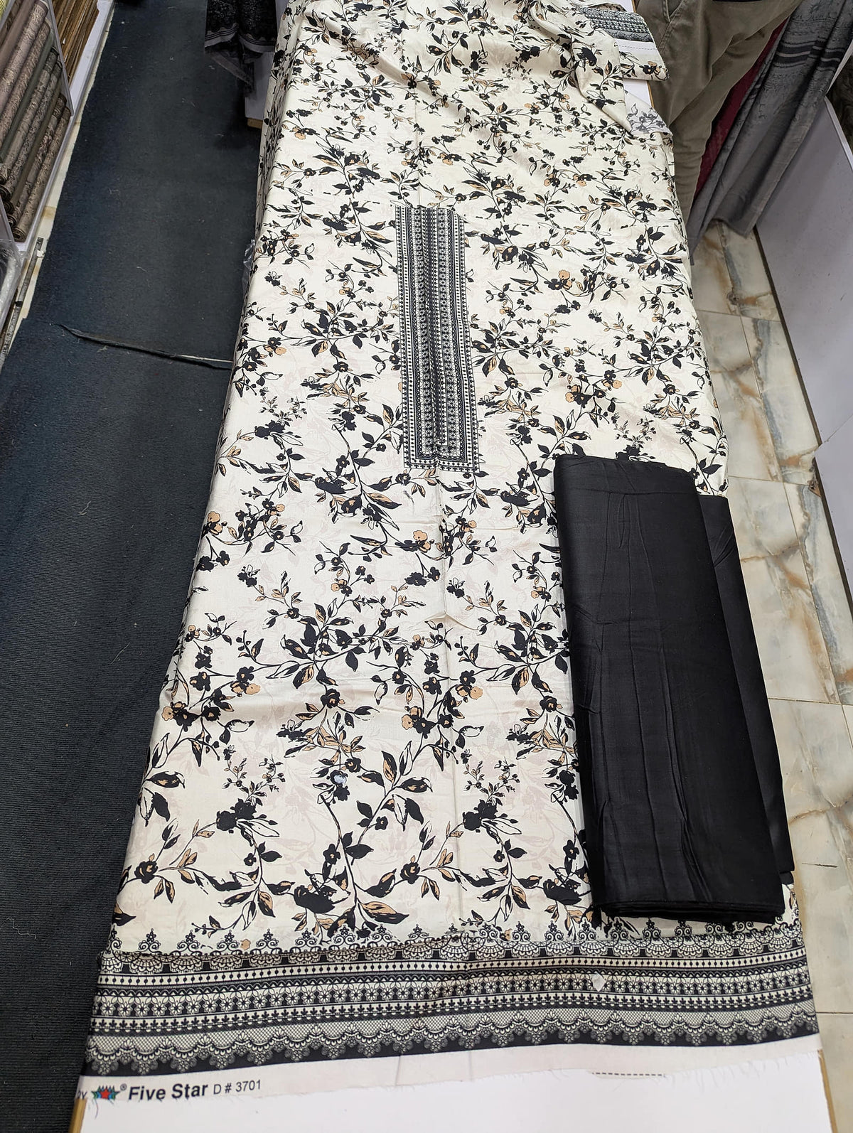 Five Star Printed Linen 2 Piece Suit – Premium Linen Shirt & Shalwar - 002 - View 1