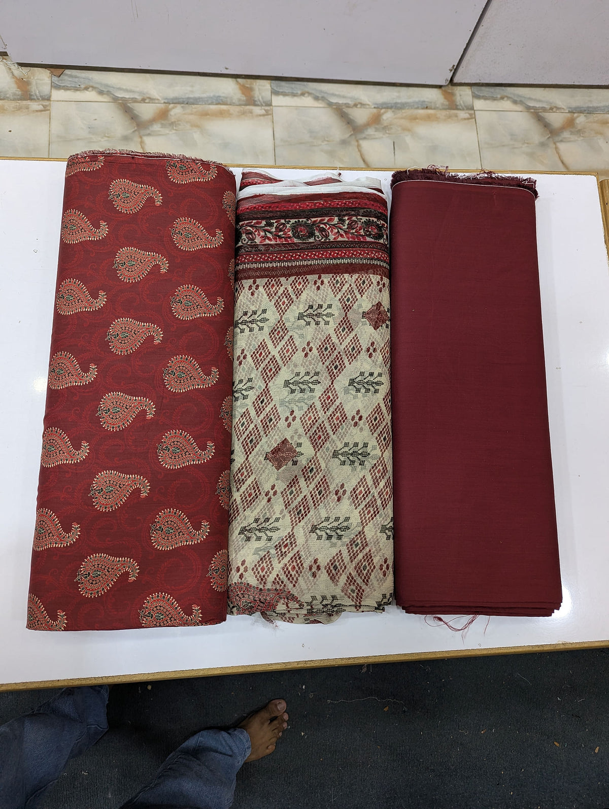Premium Viscose 3 Piece Suit with Pure Bamber Chiffon Dupatta – Shirt & Trouser - 002 - View 3