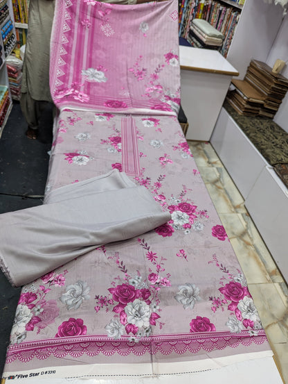 Five Star Premium 3 Piece Suit for Women | Elegant Unstitched Collection - 003 - View 1