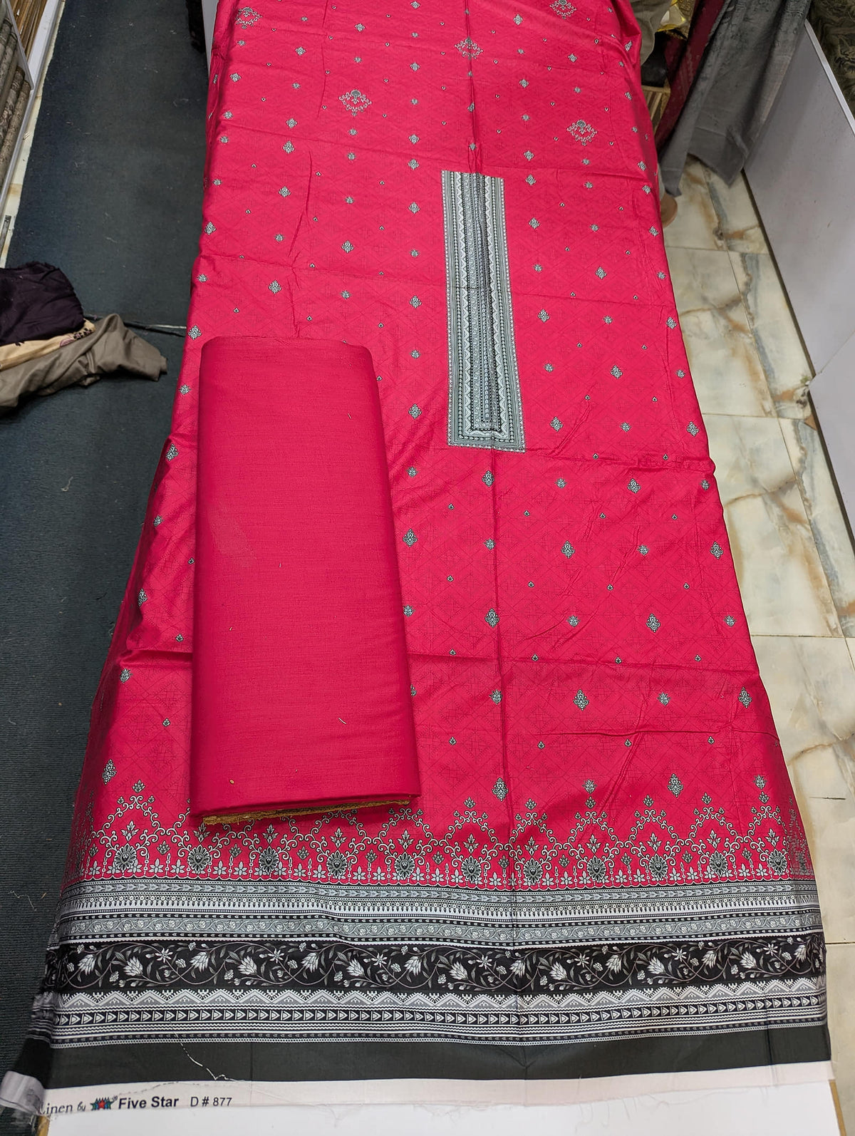 Five Star Printed Linen 2 Piece Suit – Premium Linen Shirt & Shalwar - 004 - View 1