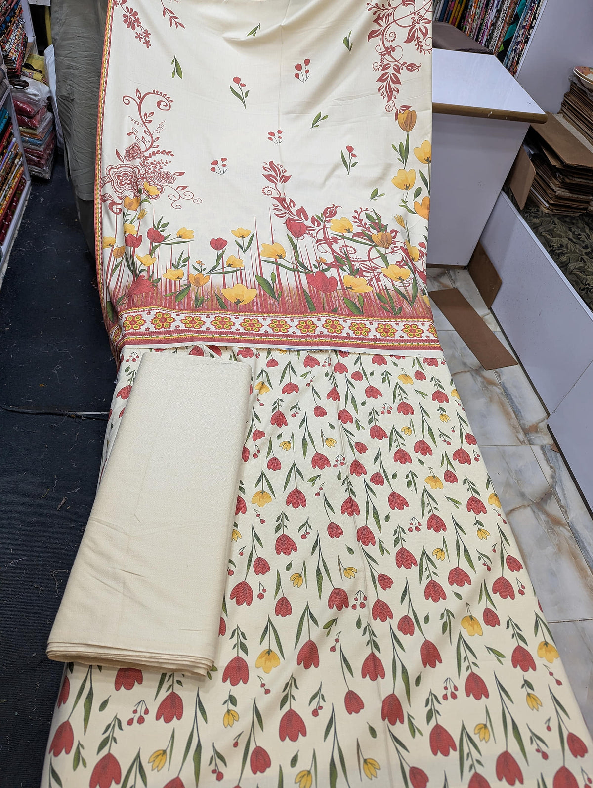 Premium Dhanak Printed 3 Piece Suit for Women | Unstitched Winter Collection - 004 - View 1