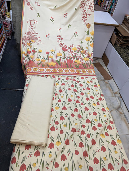 Premium Dhanak Printed 3 Piece Suit for Women | Unstitched Winter Collection - 004 - View 1