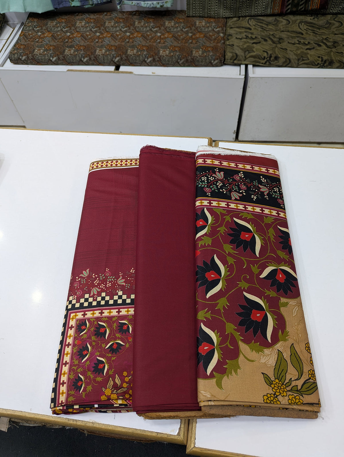 Printed Linen 3 Piece Suit | Elegant Winter Collection - 004 - View 2