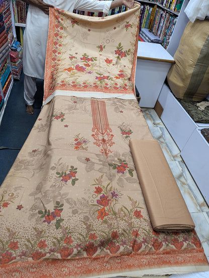 Five Star Premium Dhanak Printed 3 Piece Suit for Women | Winter Unstitched Collection - 005 - View 1