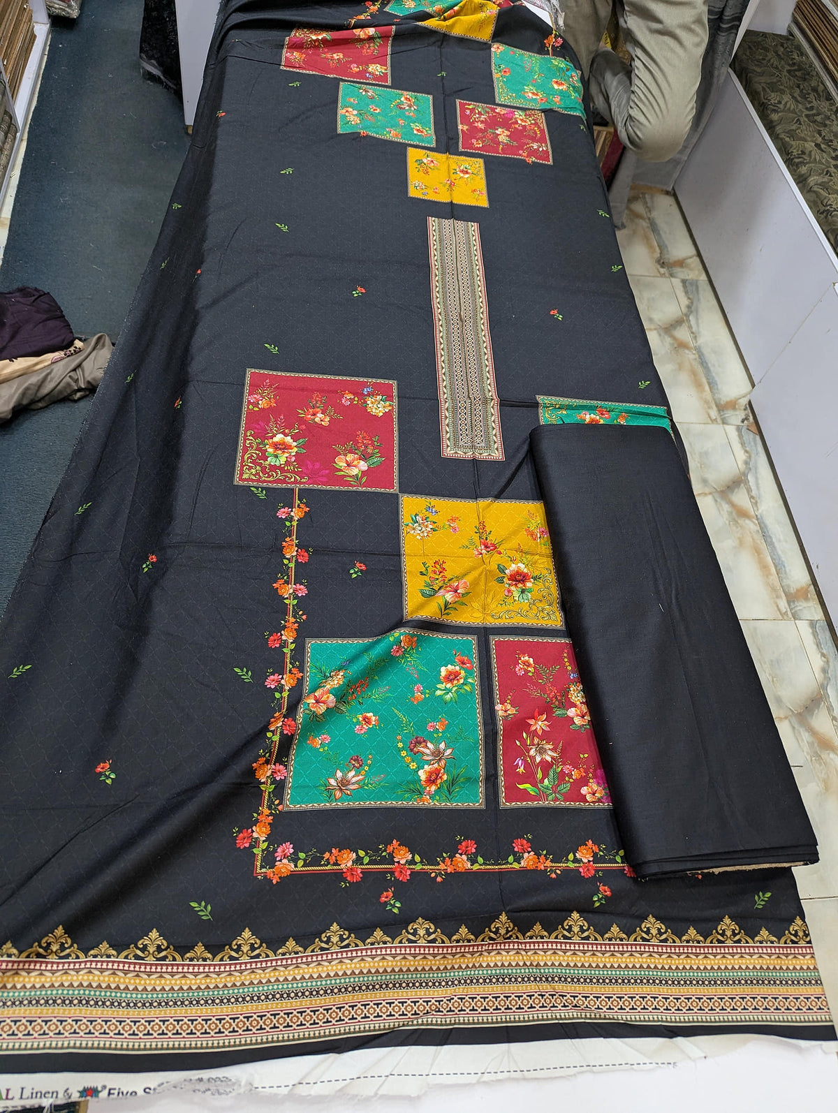 Five Star Printed Linen 2 Piece Suit – Premium Linen Shirt & Shalwar - 005 - View 1