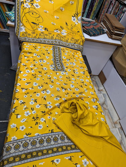 Printed Linen 3 Piece Suit | Elegant Winter Collection - 005 - View 1