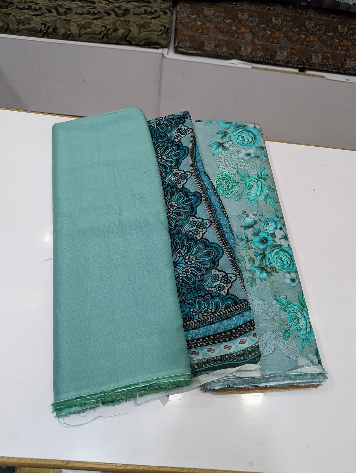 Premium Viscose 3 Piece Suit with Pure Bamber Chiffon Dupatta – Shirt & Trouser - 005 - View 2