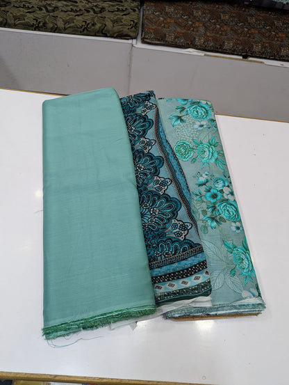 Premium Viscose 3 Piece Suit with Pure Bamber Chiffon Dupatta – Shirt & Trouser - 005 - View 2