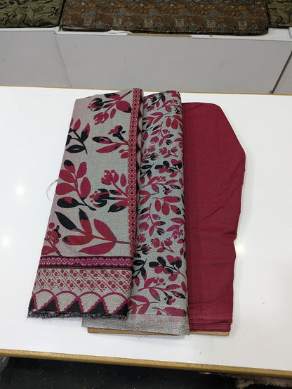 Premium Dhanak Printed 3 Piece Suit for Women | Unstitched Winter Collection - 006 - View 1