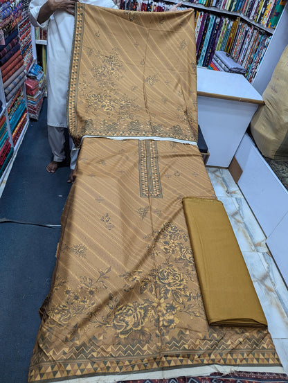 Five Star Premium Dhanak Printed 3 Piece Suit for Women | Winter Unstitched Collection - 006 - View 1