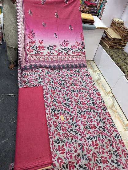 Premium Dhanak Printed 3 Piece Suit for Women | Unstitched Winter Collection - 006 - View 2