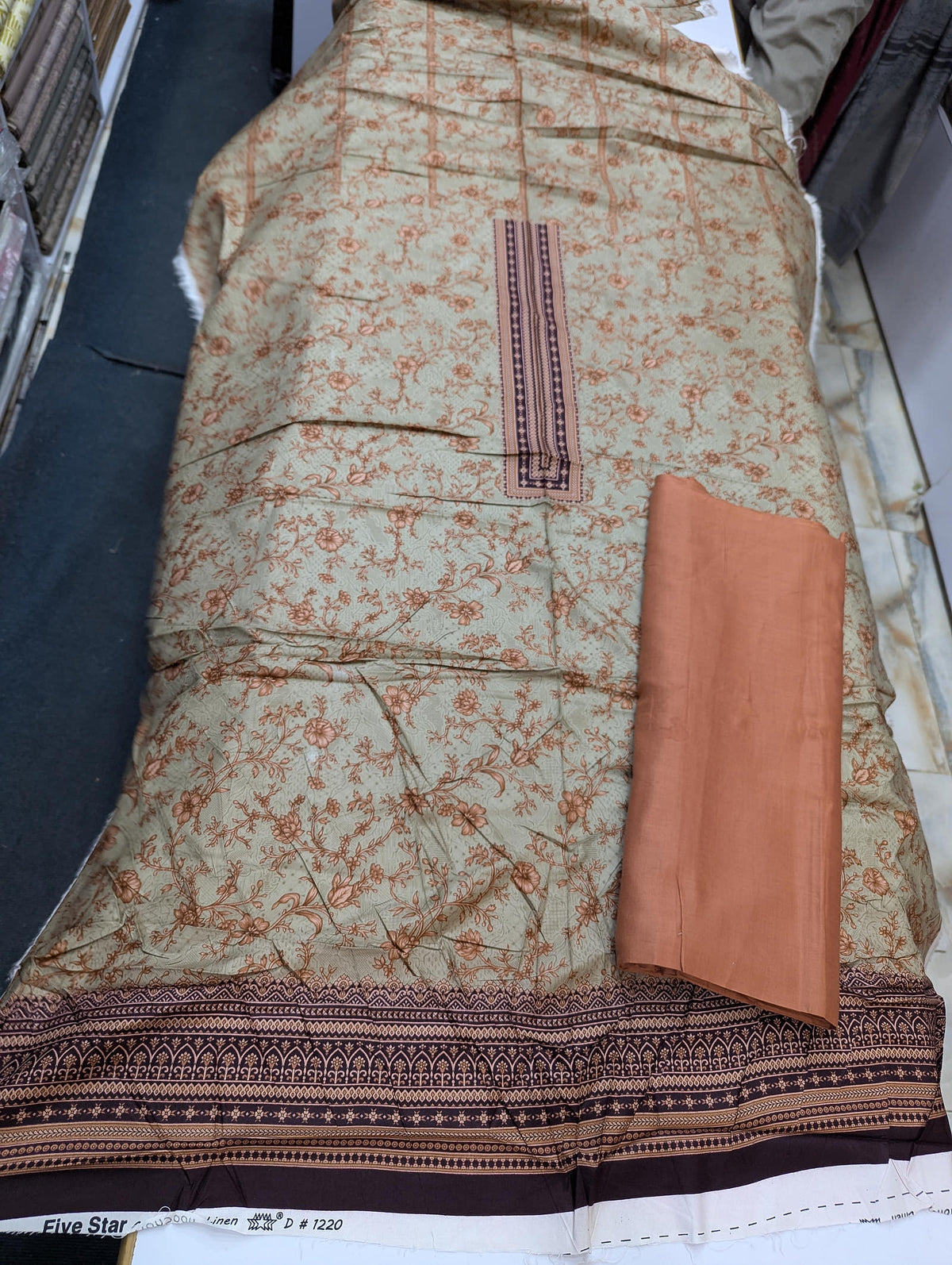 Five Star Printed Linen 2 Piece Suit – Premium Linen Shirt & Shalwar - 007 - View 1