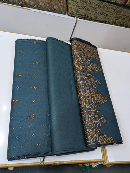 Five Star Premium Dhanak Printed 3 Piece Suit for Women | Winter Unstitched Collection - 007 - View 2
