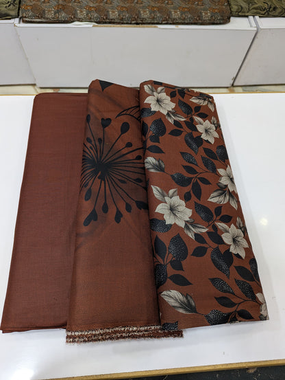 Premium Dhanak Printed 3 Piece Suit for Women | Unstitched Winter Collection - 009 - View 1