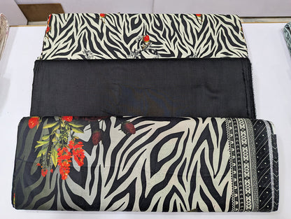 Printed Linen 3 Piece Suit | Elegant Winter Collection - 009 - View 1