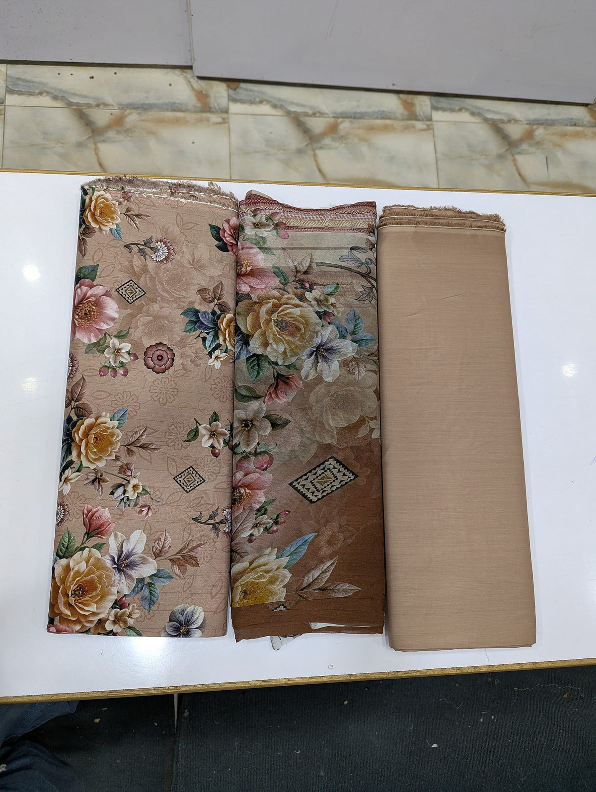Premium Viscose 3 Piece Suit with Pure Bamber Chiffon Dupatta – Shirt & Trouser - 009 - View 3