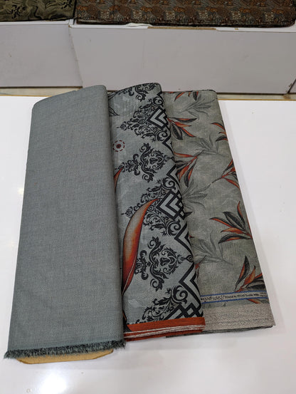Premium Dhanak Printed 3 Piece Suit for Women | Unstitched Winter Collection - 010 - View 1