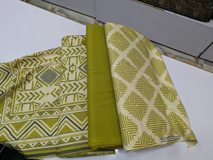 Premium Dhanak Printed 3 Piece Suit for Women | Unstitched Winter Collection - 011 - View 2