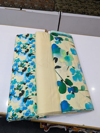 Printed Linen 3 Piece Suit | Elegant Winter Collection - 012 - View 2
