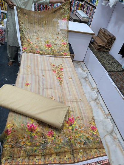 Premium Viscose 3 Piece Suit with Pure Bamber Chiffon Dupatta – Shirt & Trouser - 012 - View 2