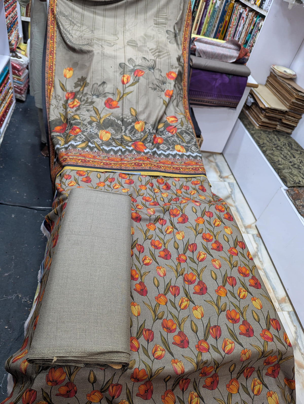 Premium Dhanak Printed 3 Piece Suit for Women | Unstitched Winter Collection - 013 - View 1
