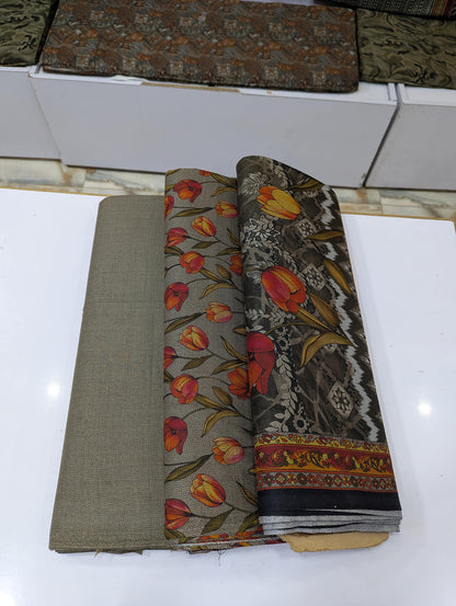 Premium Dhanak Printed 3 Piece Suit for Women | Unstitched Winter Collection - 013 - View 2
