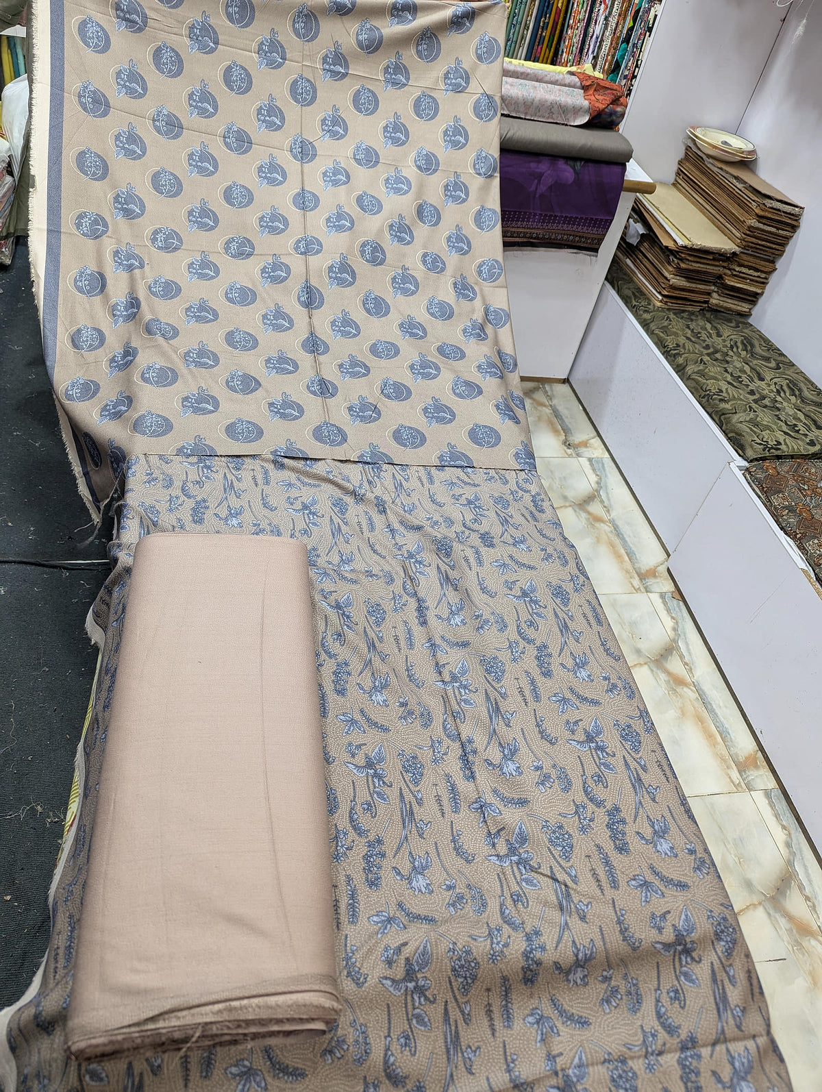 Premium Dhanak Printed 3 Piece Suit for Women | Unstitched Winter Collection - 016 - View 1
