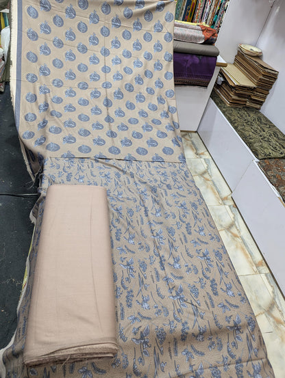 Premium Dhanak Printed 3 Piece Suit for Women | Unstitched Winter Collection - 016 - View 1