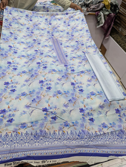 Five Star Printed Linen 2 Piece Suit – Premium Linen Shirt & Shalwar - 016 - View 2