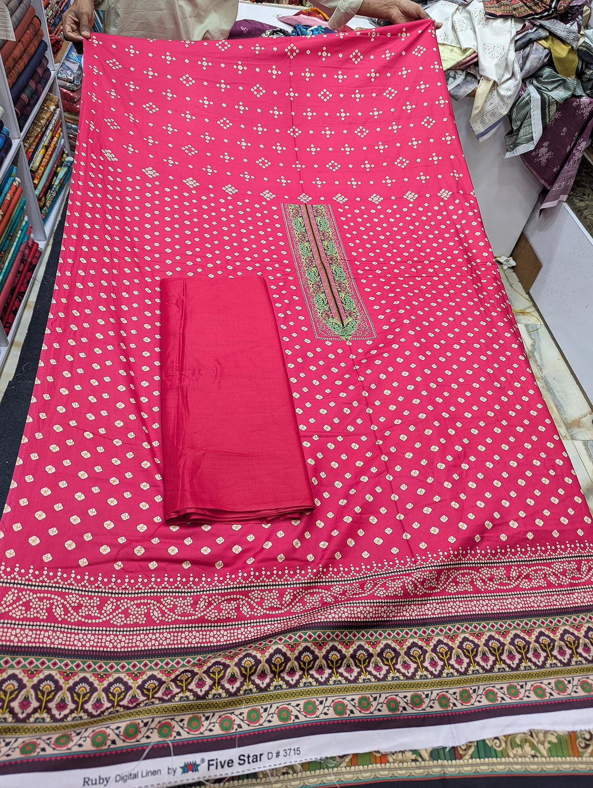 Five Star Printed Linen 2 Piece Suit – Premium Linen Shirt & Shalwar - 017 - View 2