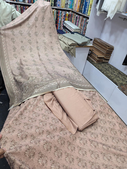 Premium Dhanak Printed 3 Piece Suit for Women | Unstitched Winter Collection - 018 - View 1