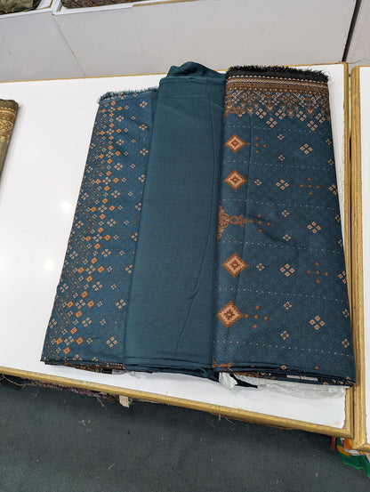 Five Star Premium Dhanak Printed 3 Piece Suit for Women | Winter Unstitched Collection - 018 - View 2