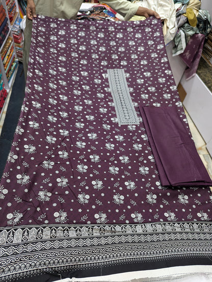 Five Star Printed Linen 2 Piece Suit – Premium Linen Shirt & Shalwar - 018 - View 2