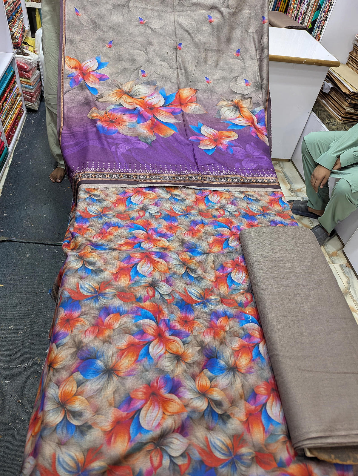 Premium Dhanak Printed 3 Piece Suit for Women | Unstitched Winter Collection - 019 - View 1